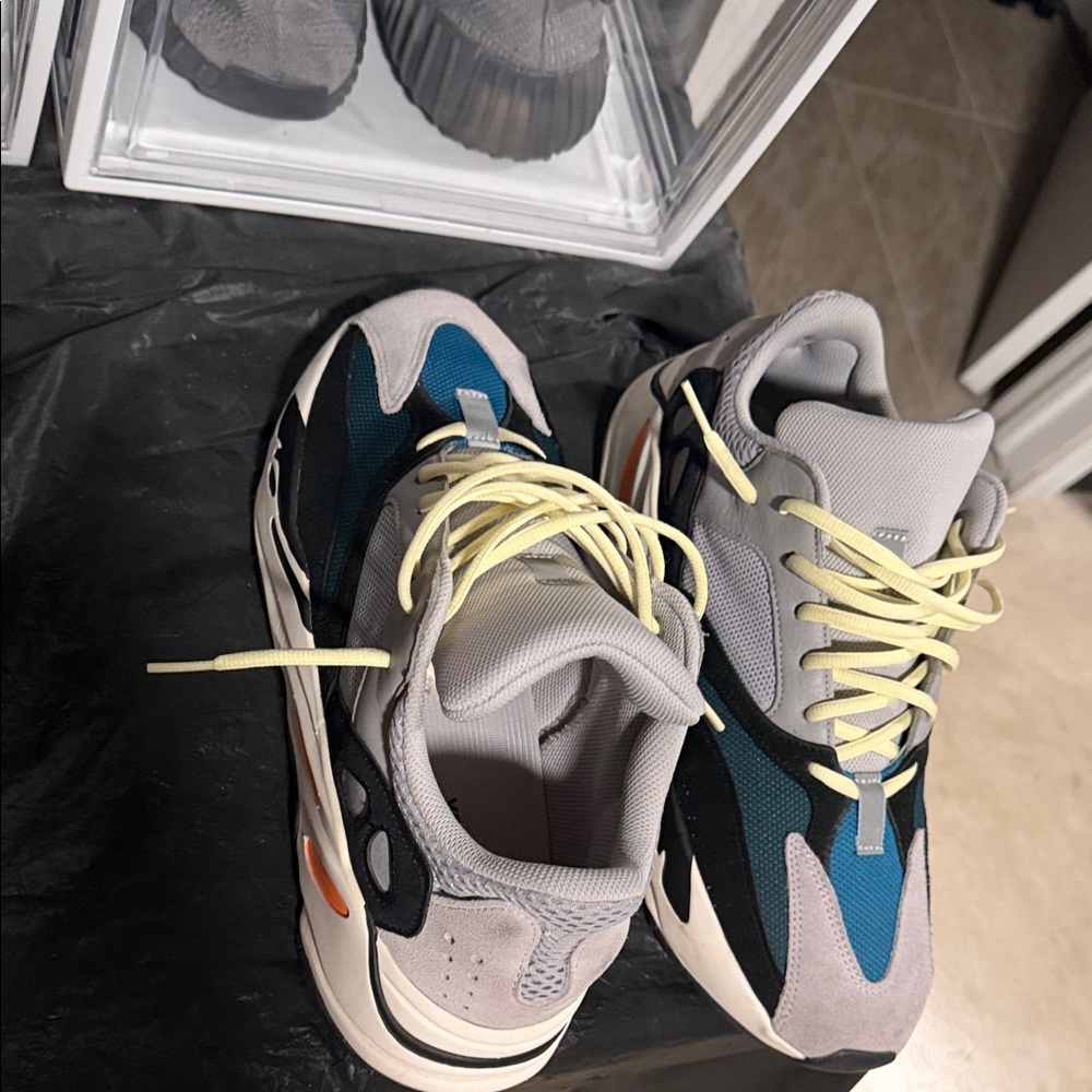 Yeezy Kids Sneakers in Gray, Blue, and Yellow